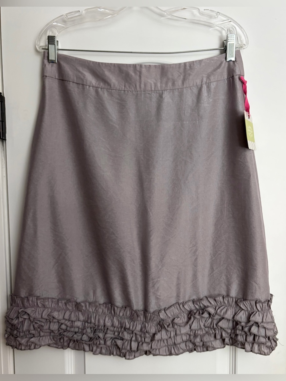 NWT Down East Basics “Happy Hem” Coquette Shimmer Ruffle-Hem A-Line Skirt Sz M